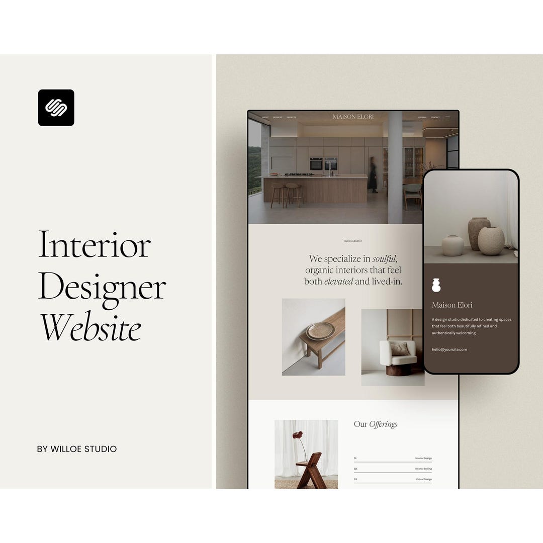 Interior Designer Squarespace 7.1 Template, Studio Website (instant ...