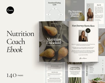 Plantilla de ebook de coach de nutrición: Formularios para clientes, diario de comidas (Canva)