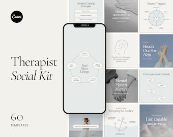 Plantillas de Instagram para terapeutas: Publicaciones editables en Canva para salud mental