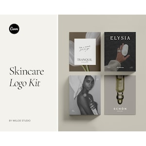 Kit de logotipos para cuidado de la piel, logotipos de belleza, plantillas de Canva, logotipos de spa, logotipos de esteticistas, kit de marca, branding de cuidado de la piel, logotipos de cosméticos, marcas de belleza