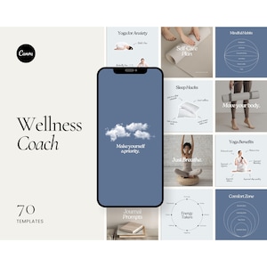 Wellness Coach, Health Coach, Yoga Instagram Template, Canva Social Media, Self Care, Coaching, Health & Wellness, Mindfulness, Wellbeing