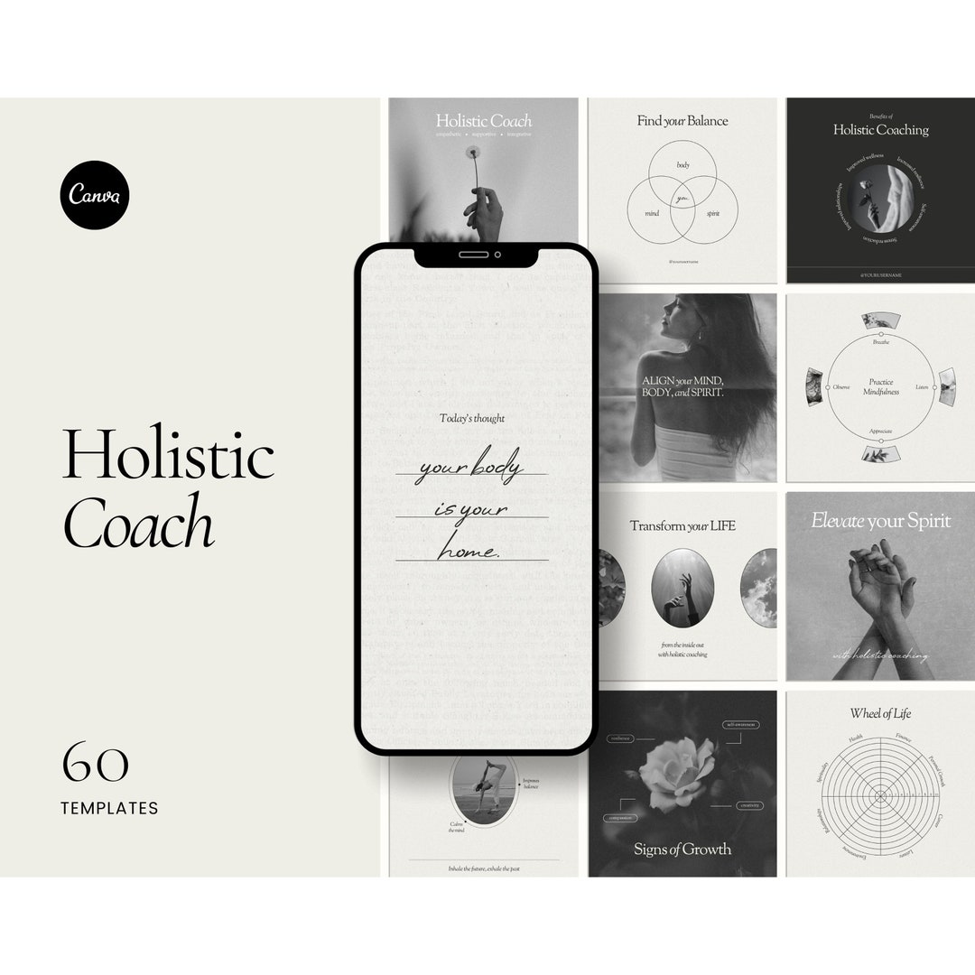 Holistic Coach Instagram Templates: Canva Social Media (60 Posts) - Etsy