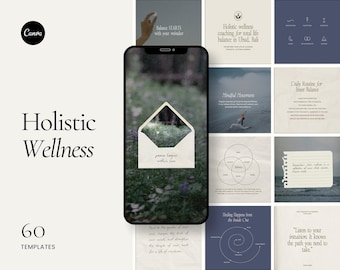 Wellness Coach Canva Templates: Holistic Social Media Posts (Digital)