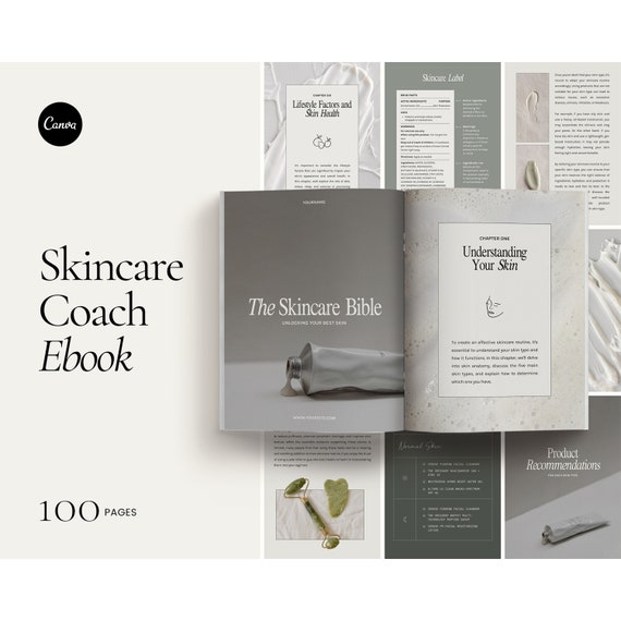 Skincare Coach Ebook: Canva Template, Skincare Journal (PDF)