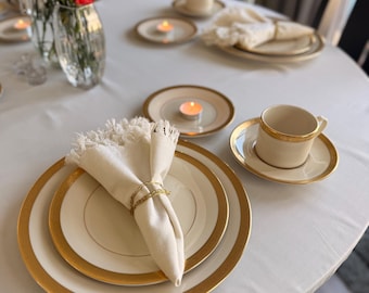 Vintage Pickard China 20-teiliges Geschirrset; 4 Gedecke mit Goldrand und Teetassen