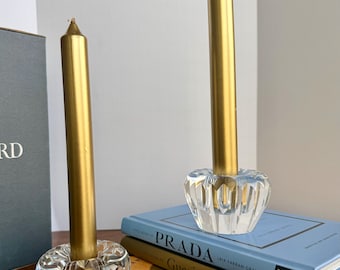 Coppia di portacandele vintage in cristallo Waterford, candelieri affusolati in cristallo tagliato, decorazioni in cristallo irlandese pesante, elegante centrotavola