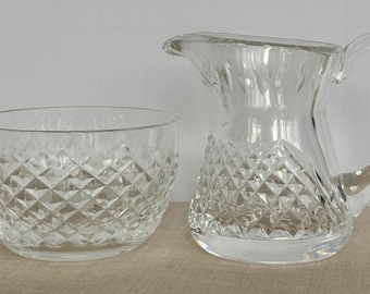 Vintage Waterford Crystal Creamer and Alana Bowl Set, Cut Crystal Coffee Tea Decor