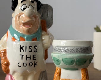 Vintage Fred Flintstone Salz & Pfefferstreuer | Hanna Barbera Küchen Dekor