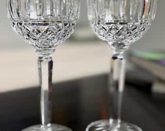 Vintage Waterford Kristallweinkelche (2er-Set) - Geschliffene Kristallstielgläser, elegante Barware