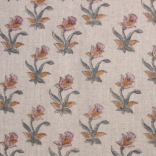 Block Print Linen Fabric Printed Linen Fabric by Fabritual Etsy