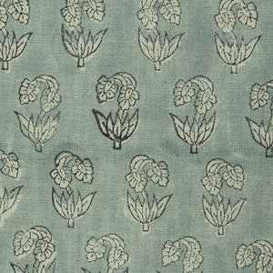 Pure linen 58" wide, block print Indian fabric, blue gray floral print, pillow cover, upholstery curtains - SUPER STAR