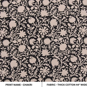 Block print linen fabric, thick cotton 44" wide, Indian fabric, window shades and curtains, durable cotton fabric - CHAKRI