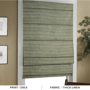 Window Curtain, Blackout Roman Shade, Block Print Handmade Roller Blind, Custom Roman Shade, Printed Linen Window Cover - OMGI