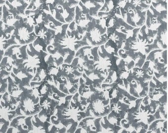 Floral Linen Fabric  Block Print Fabric  Flower Printed Fabric By The Yard  Block Pillow Covers  Heavy Linen Upholstery - ZELLY FISH