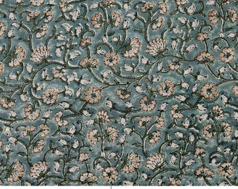 Thick linen 58" Wide, floral block print, fabric, cotton by the yard, linen fabric, cushion cover, upholstery fabric - HIMACHAL DARK
