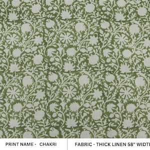 Dik linnen 58-inch brede handblokprint Indiase ambachtelijke stof Woondecoratie linnen servetten Biologisch linnen - Chakri