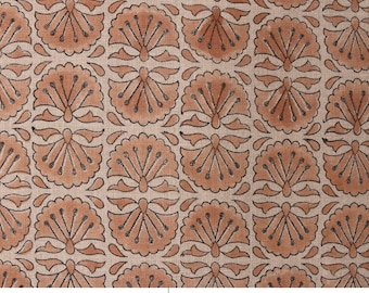 Thick linen 58" Wide, Rust Floral Hand block Linen Pillow Cover, Indian Upholstery Fabric Cushion Cover, Table Cloth - BIJHNI