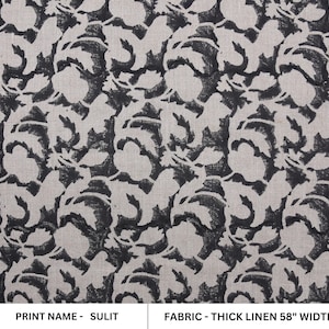 Thick Linen 58&quot; Wide, hand block print, indian fabric, Linen Napkins, pillow cover, upholstery, boho fabric - Sulit