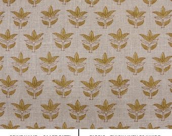 Block Print Thick Linen 58" Wide, Floral Print, Indian Fabric, Home Decor, Handcrafted Linen Fabric - SAAPT PATTI