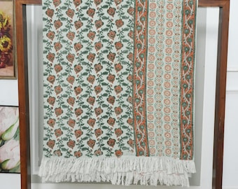 Nursery Soft Woven Cotton Blanket Throws – Hand Block Design Fabric Tapestry, Perfect for Living & Home Decor