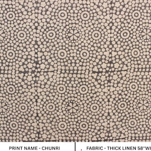 CHUNRI- Linen Block Print Upholstery Fabric , Indian Linen Fabric | Hand Block Cushion Pillow Cases | Block Print Fabric
