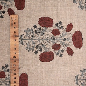 58" Wide Thick Linen Fabric | Red Hand Block Print Textile | Outdoor Pillow Covers, Curtains, Table Covers & Home Decor Material - SWADESH image 7
