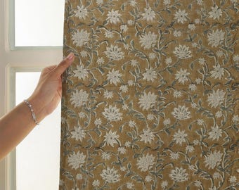 Window Treatments | Hand Block Linen Drapery Panels | Farmhouse Decor - ARADHANA