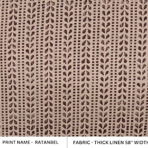 Indian Fabric Block Rust Leaf Print, Thick Linen 58&quot; Wide, farmhouse decorative home decor throw pillow cover - RATANBEL