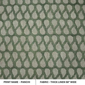 Handblokdruk dik linnen 58&quot; brede Indiase stof, handgemaakte decoratieve kussenhoes, servetten, linnen tafelkleed - PANCHI
