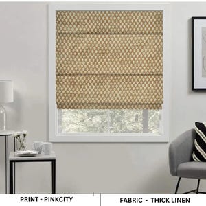 Blackout Linen Roman Shade,  rust-brown floral Block Print Blinds For Window, blinds, Curtain For Covering Window - PINKCITY