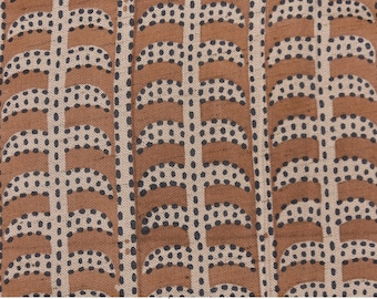 Floral Block Print Linen Fabric by the Yard, Heavyweight Textile for Cushions and Tablecloths - GARUD