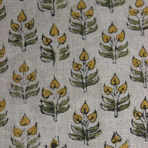 Reines Leinen, 147 cm breit | Handgefertigter indischer Blockdruckstoff mit Blumenmuster für Kissenbezüge, Sofa- und Tischdekoration - ALIA Bild 5