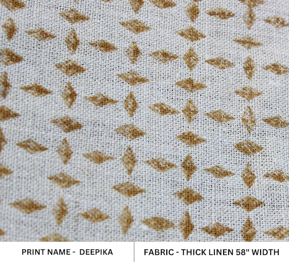 Thick Linen 58" Wide, Hand Block Print, Indian Cushion Cover, Pillow Cover, Sofa and Table Cloth, Upholstery Linen - DOOZY