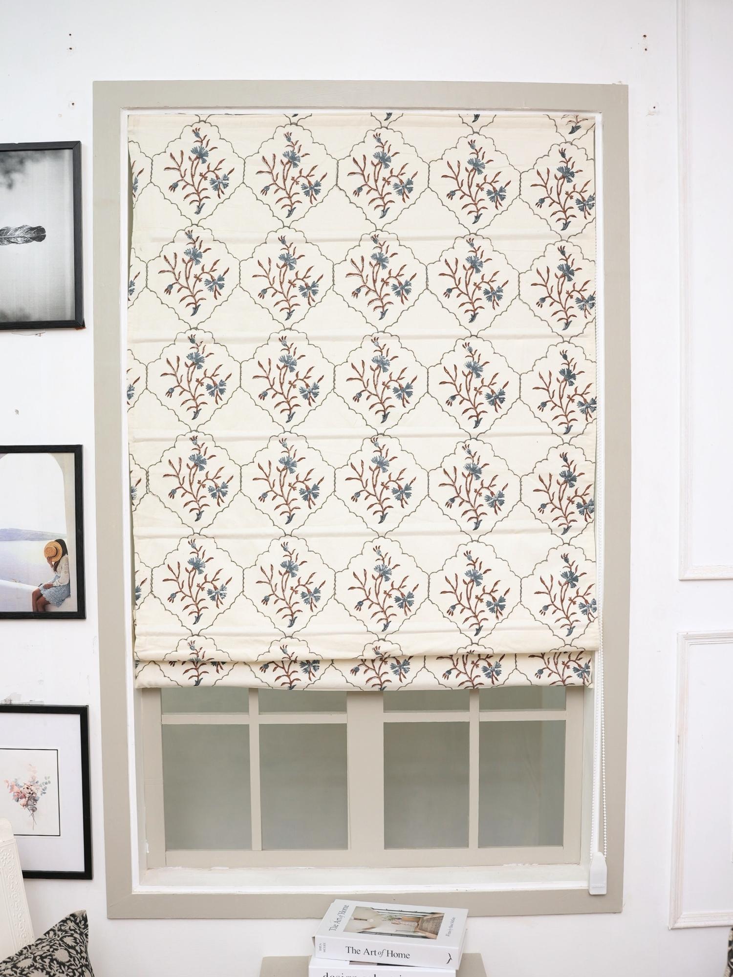 Raffrollos im Vintage-Stil | Vintage-Baumwollstoff für maßgefertigte Wohnzimmergardinen | FAB - VIDHYA