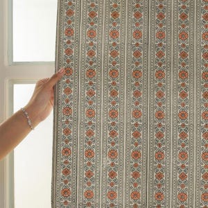 Leinenmischung Natürliche Fenster Vorhang Block Print Vorhang Panel Benutzerdefinierte Vorhang Header und Größe Panel Bedruckt Leinenstoff - FAB - FLORAL BAGH