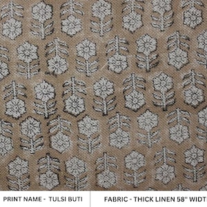 Block Print drapery fabric, home upholstery, cushion cover, pillow case  organic, outdoor linen fabric - Tulsi Buti