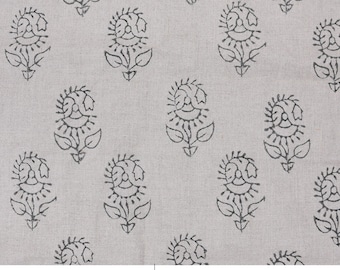 Block Print Pure Linen 58" Wide, Upholstery Indian fabric, Curtain Linen By The Yard, pillow cover - Zuri Black