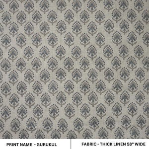 Heavy weight thick linen by the yard, cushion fabric, floral upholstery printed handmade linen fabric, Indian textile - GURUKUL