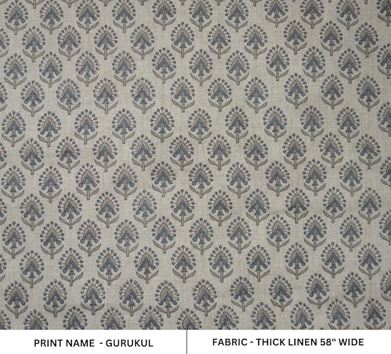 Heavy Weight Thick Linen by the Yard, Cushion Fabric, Floral