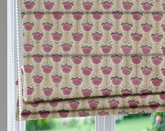 Coastal Roman Shade | Hand Block Print in Linen Blend Fabric for Windows Curtains | FAB - LOTUS