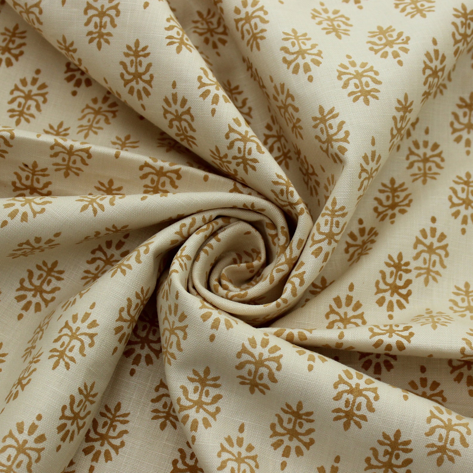 Kashi Linen Block Print Gold Block Print Linen Fabric Etsy