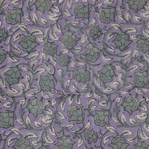 Pure Linen Fabric With Flowers , Indian Hand Block Print , Fabric by the yard Upholstery , Designer Floral Pillow Covers || AMRITVELA