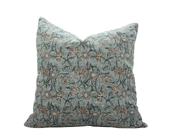Block Print Cushion Cover Thick Linen Fabric Decorative Cushion Cover For Living Room Floral Print Cushion Cover Indian Art - FAB-NAAYAB