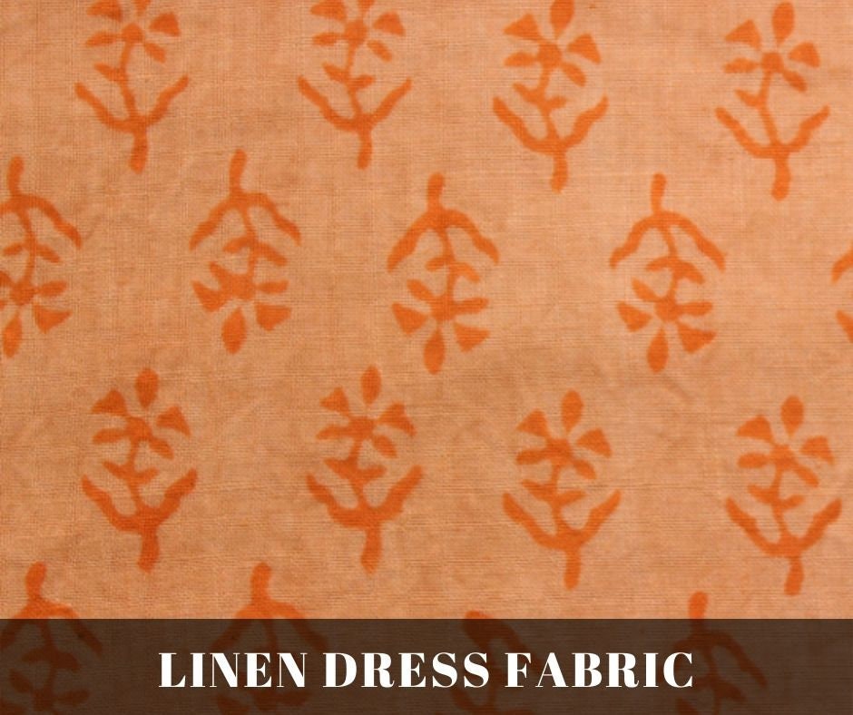 Floral Block Print Linen Fabricclothing Linen Fabric by the Etsy