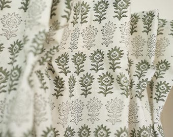 Blackout Curtains | Hand Block Print Linen Drapery | Bedroom Windows - SURAJMUKHI