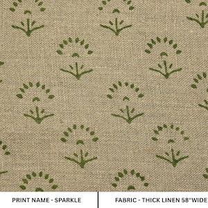 handgemaakte kussenhoes met blokprint, dik linnen 58&quot; breed, Indiase stof op maat gesneden, decoratief gordijn en tafelkleed - SPARKLE