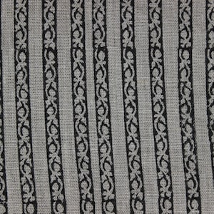 TRILANE BLACK linen Block print fabric , linen fabric , Indian Hand block print , striped pattern designer fabric , fabric by yard