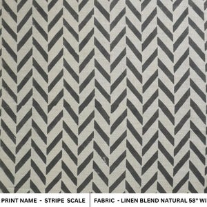 Block print linen fabric, linen blend natural, stripe fabric for curtain and shade, Indian linen fabric - STRIPE SCALE