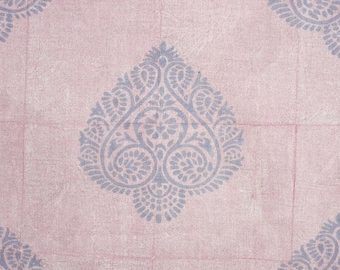 Linen Fabric for Pillow Case Textured Fabric for Pillows & Upholstery Elegant Hand Block Print Soft Wash Linen Fabric - FAB-MEENU