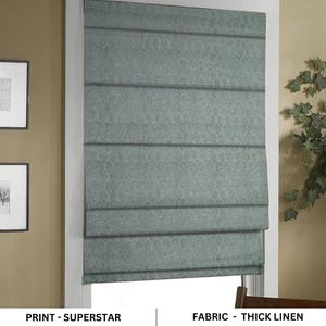 Block Print Curtain, Blackout Floral Linen Drapery, Roman Block Print Shade, Thick Linen Fabric Roman Shade, Farmhouse Decor - SUPER STAR